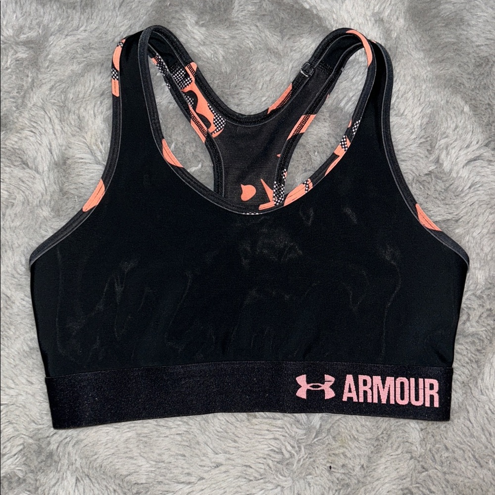 Under Armour Black and Coral Sports Bra